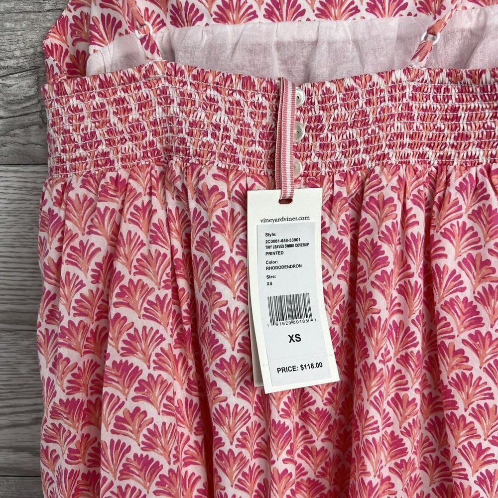 NWT Vineyard Vines Women's Tiny Leaves Swing Beach Dress size XS rhododenron - Picture 5 of 12